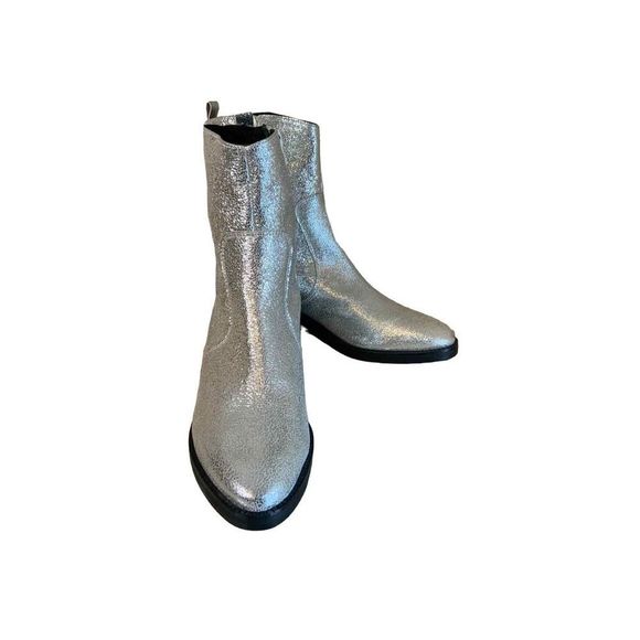MIISTA LONDON Metallic Silver Boots 9 1/2. Runs small! Likely fit like an 8 1/2. - Picture 9 of 12